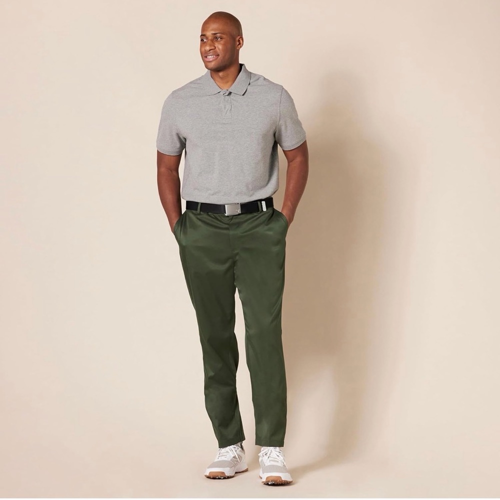 Amazon Essentials Men's Dark Olive Green Performance Golf Pant    34W x 29L. NWT
